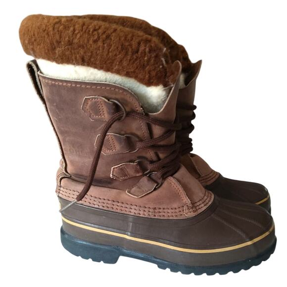 Sorel wool winter Caribou brown boots lace up Thermal women's size 6 fits size 7 - Picture 1 of 11
